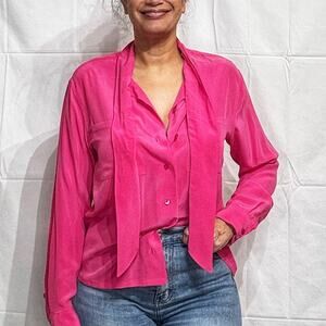Equipment Femme Pink Neck Scarf Button Down Sz S